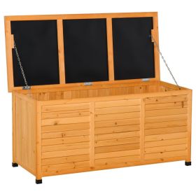 75 Gallon Wooden Deck Box, Outdoor Storage Container with Aerating Gap & Weather-Fighting Finish, Yellow (Option: Yellow-1335x620x140 mm)